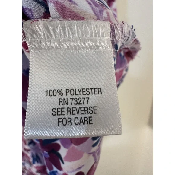Craftt & Barrow Womans Floral Button Up Top Size 1X Short Sleeve Purple Office - Picture 3 of 12